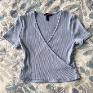 Forever 21 Sky Blue Ribbed Crop Top